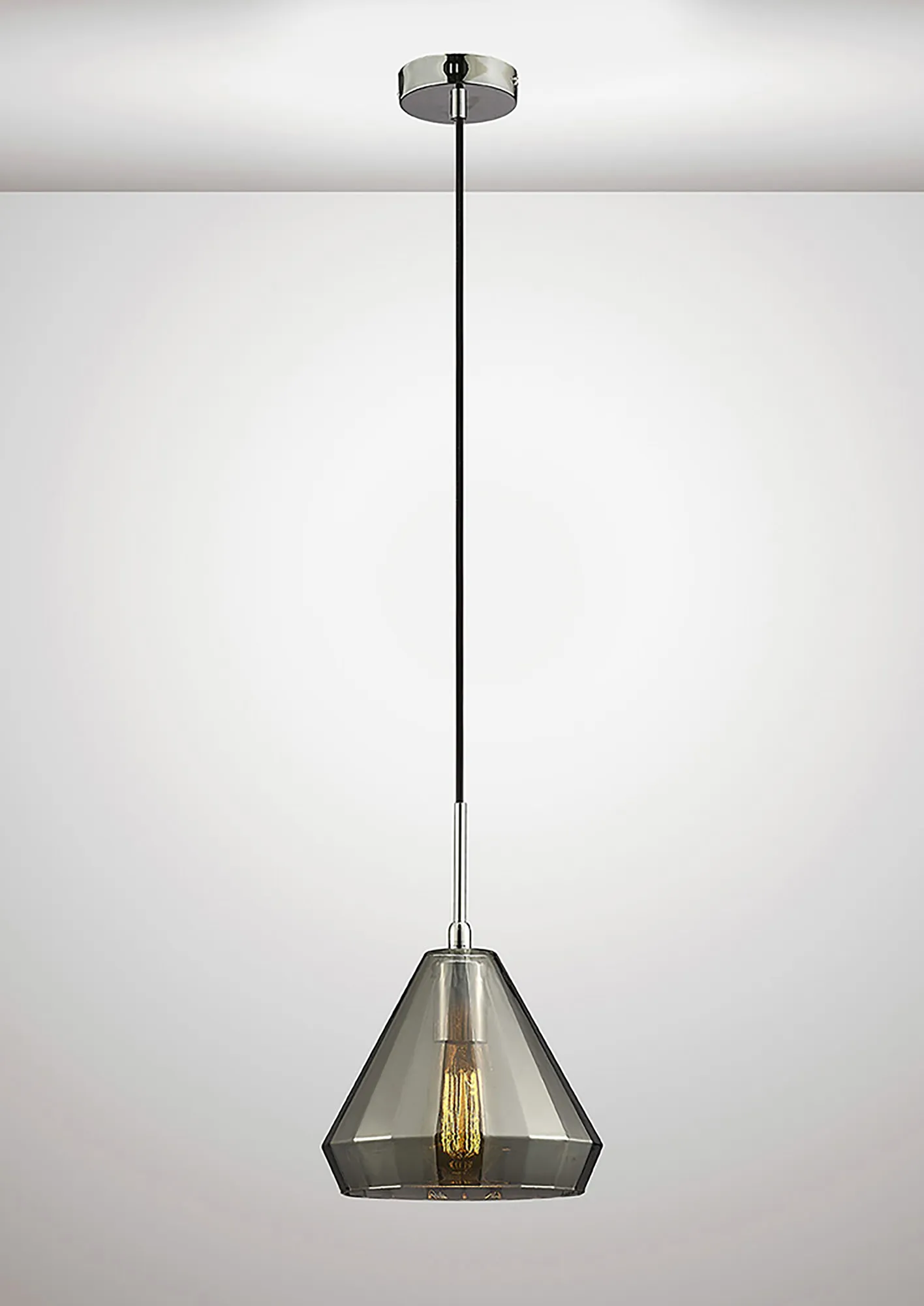 Markus Glass Pendant 1 Light Smoke Medium Cone Polished Chrome D0109  Deco Markus